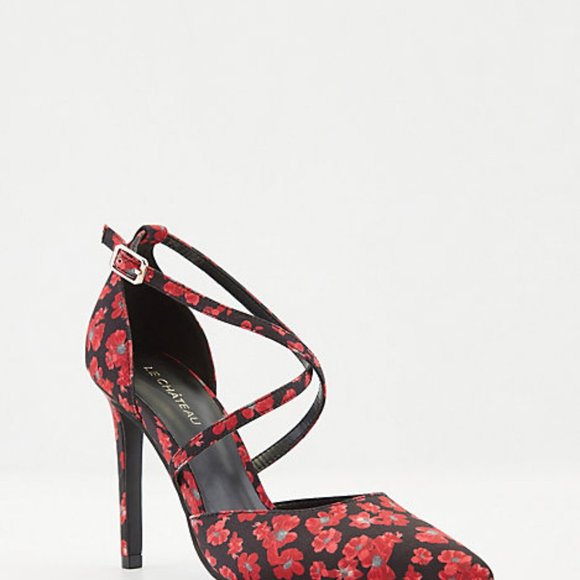 Floral Print Pointy Toe Criss-Cross Pump - Picture 2 of 9